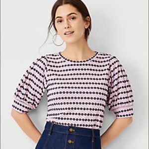 Ann Taylor Purple Puff Sleeve Top